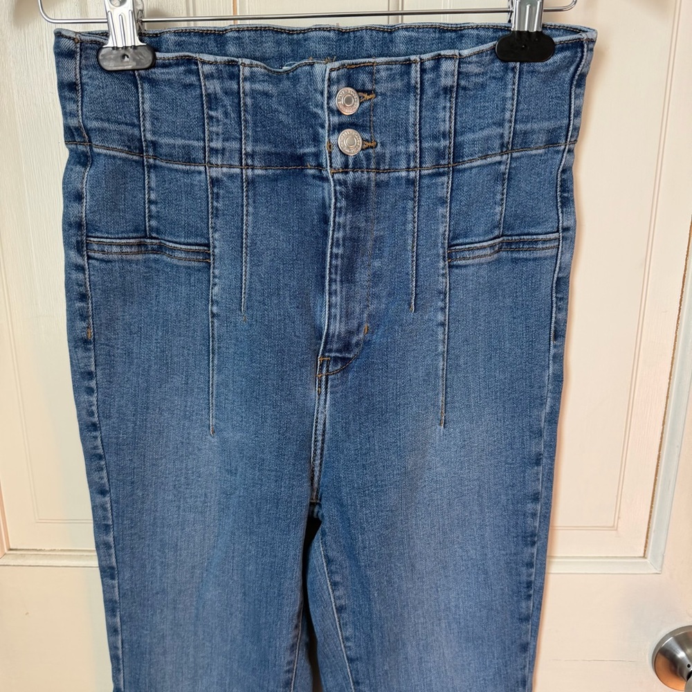 Free People We the Free Jayde Flare Jeans 28 Retro High Rise Hippie Bohemian - Picture 7 of 13